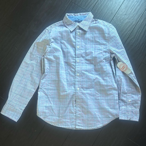 NWT Wonder Nation Boy's Woven Grid Design Button Down Dress Shirt Size 10/12 - Picture 1 of 3